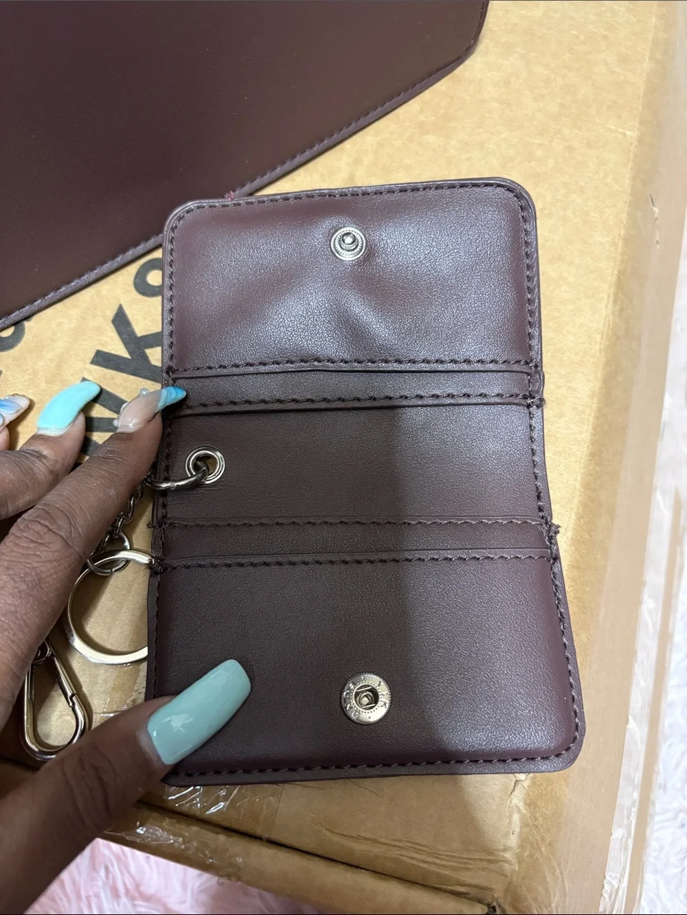 Steve Madden Brown Satchel with Belt-Detail and Card Wallet